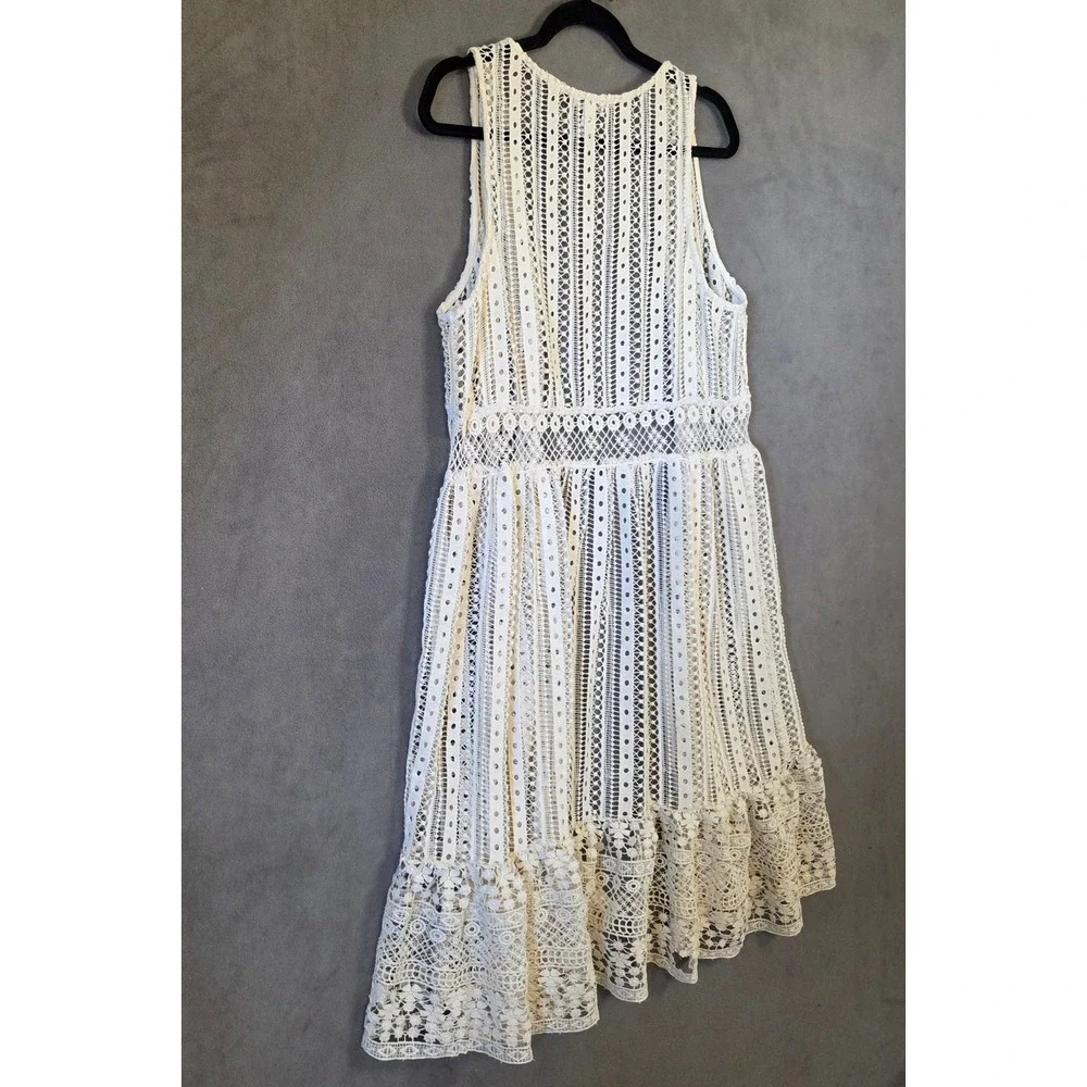 Cato Long Sleeveless Lace Vest Women's XL Boho Layering Ruffle Cottagecore